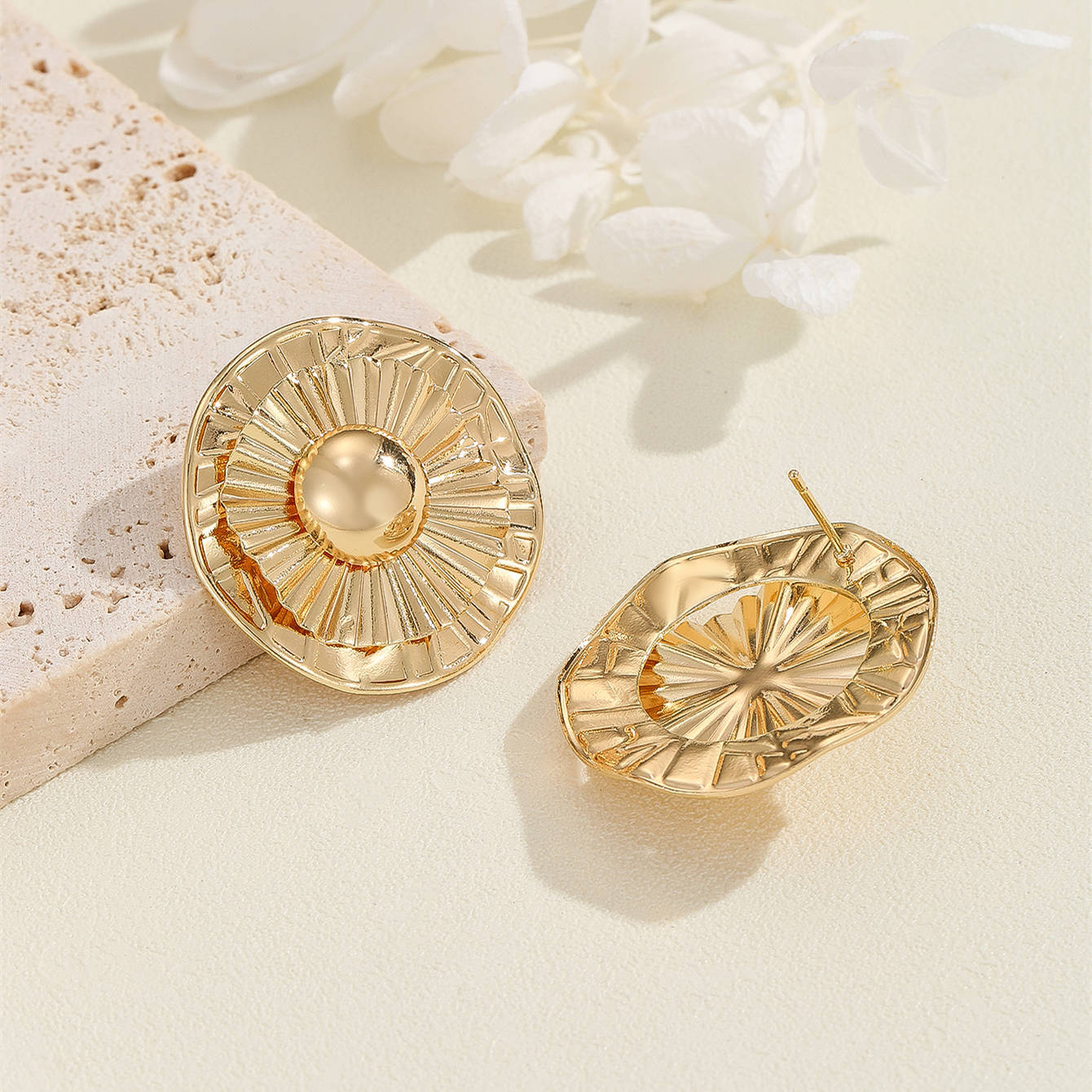 Irregular Exaggerated Unique Design Circle Stud Earrings