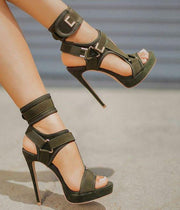 Sexy Buckle Platform Stiletto Sandals