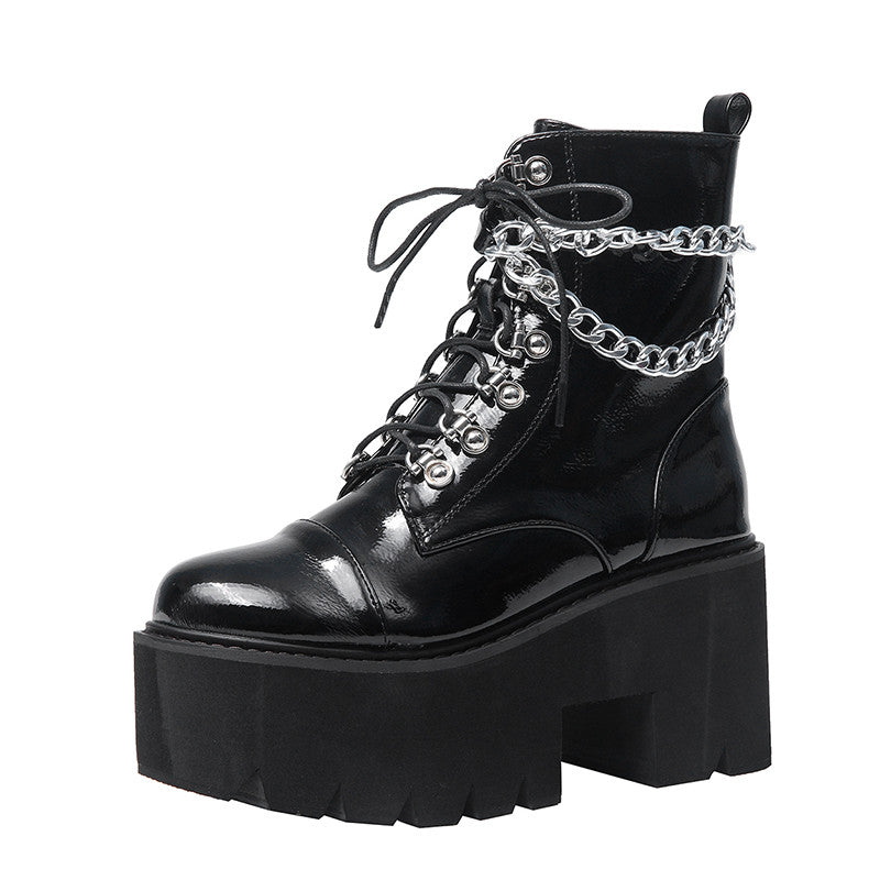 Edgy Chain Zip Ankle Boots