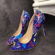 Sexy Graffiti Print Pointed Stiletto Heels