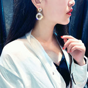 Exaggerated glamorous sexy geometric circle earrings