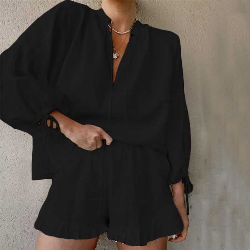 Sweet Lace-Up Ruffle Shorts Co-Ord