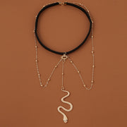 Bohemian Snake Pattern Gold Color Metal Beaded Thigh Chain