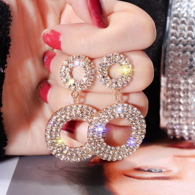 Exaggerated glamorous sexy geometric circle earrings