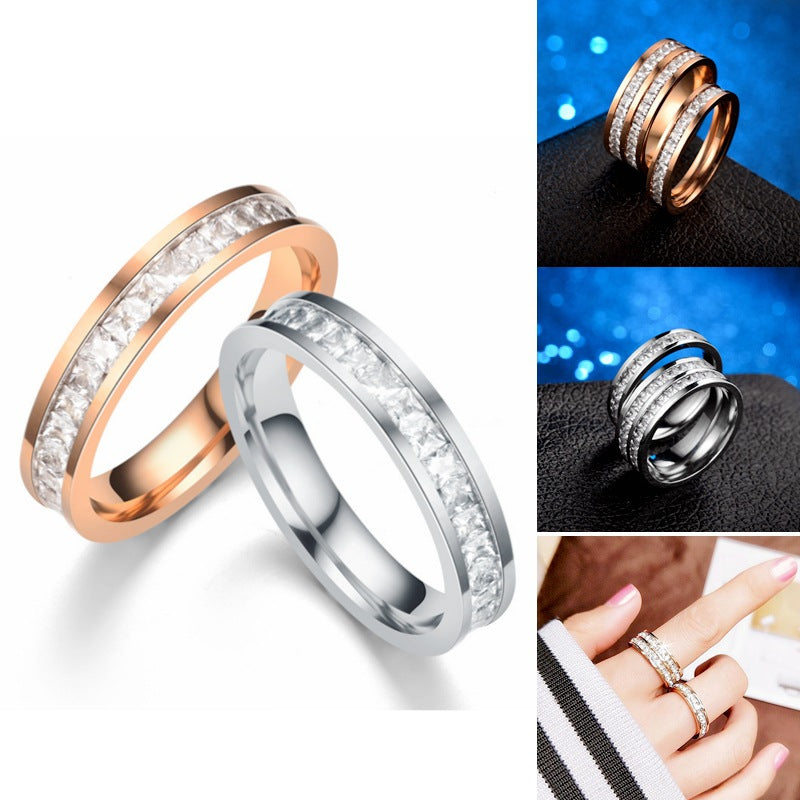 Chic Stainless Steel Rhinestone Ring