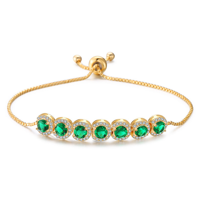 Emerald Zircon French Adjustable Bracelet