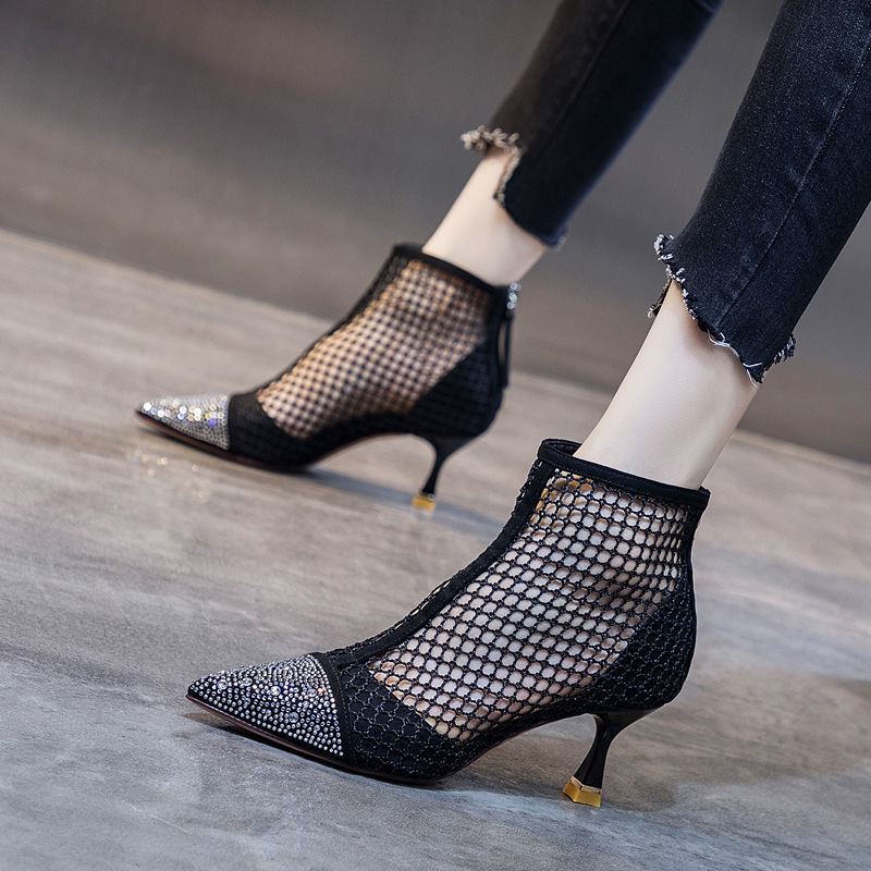 Chic Breathable Mesh Heel Boots
