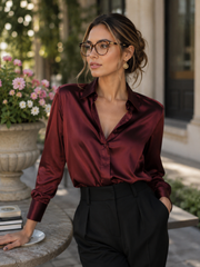 Elegant Satin Long Sleeve Blouse