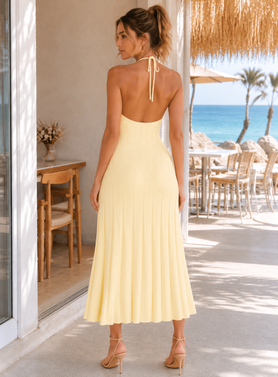 Classic American Knitted Pleated Dress