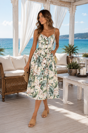 Sexy Suspender Button Halter Summer Dress
