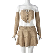 Sexy Off-Shoulder Top And Slim-Fit Short Skirt Set