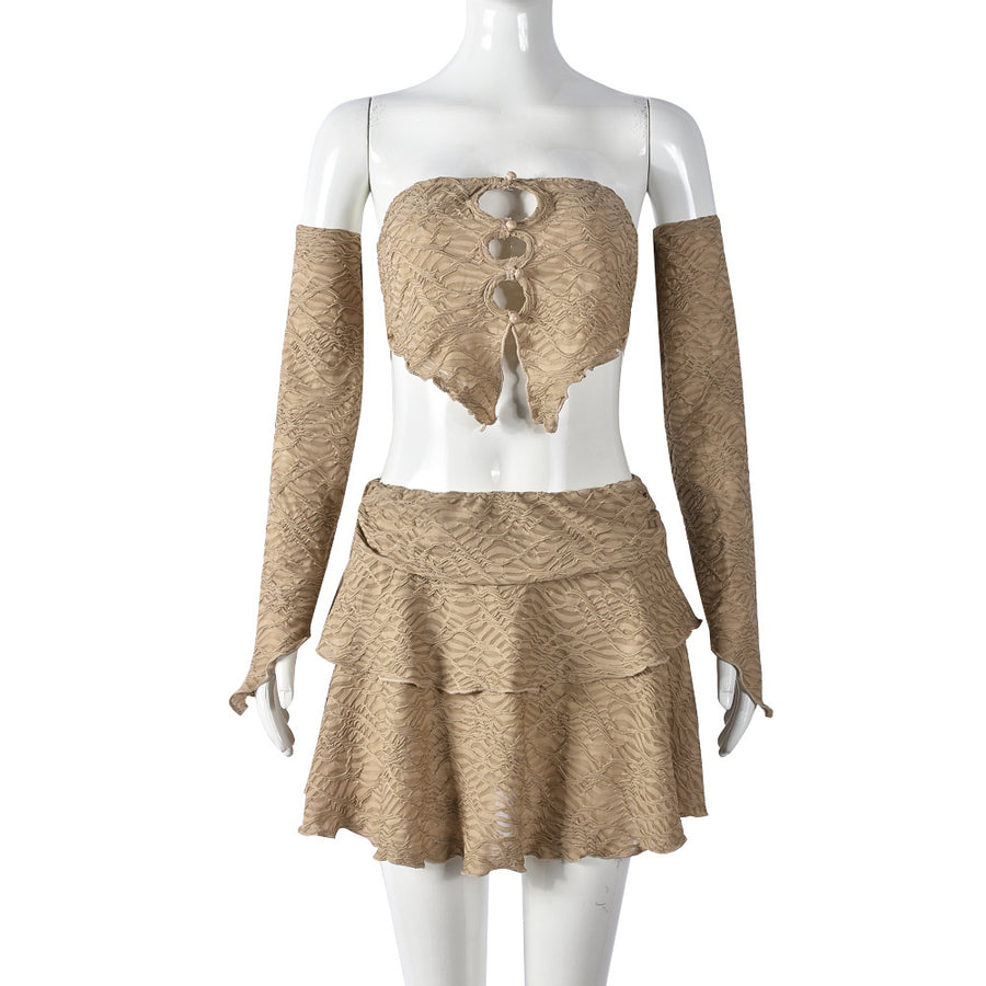 Sexy Off-Shoulder Top And Slim-Fit Short Skirt Set
