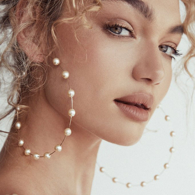 Pearl Extra Large Circle Earrings