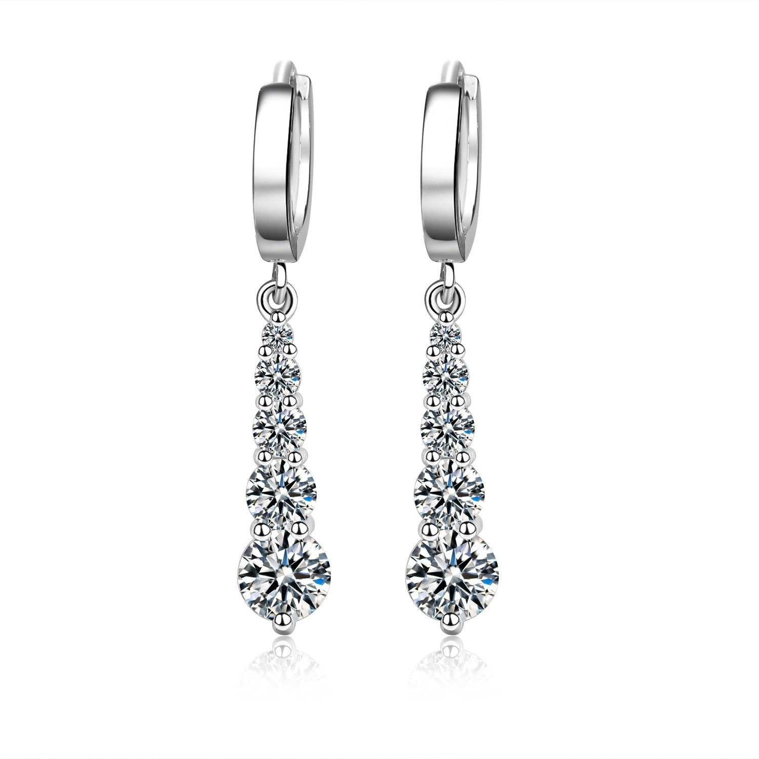 Silver-plated Classic Drop Diamonds-style Earrings