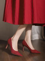 Elegant Lace High-heeled Shoes
