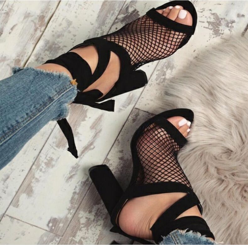 Sexy Lace-Up Cross Strap High Heel Sandals