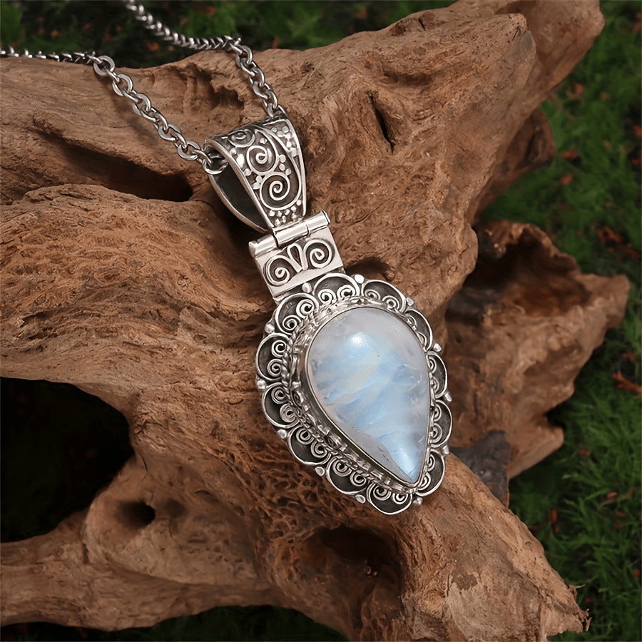 Vintage-Style Victorian Moonstone Drop Necklace