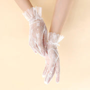 Chic Korean Style White Floral Lace Gloves