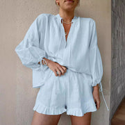 Sweet Lace-Up Ruffle Shorts Co-Ord