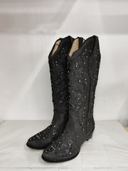 Elegant Rhinestone Cutout Boots