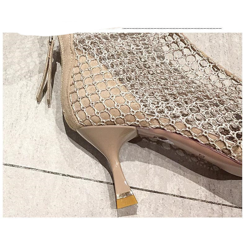 Chic Breathable Mesh Heel Boots