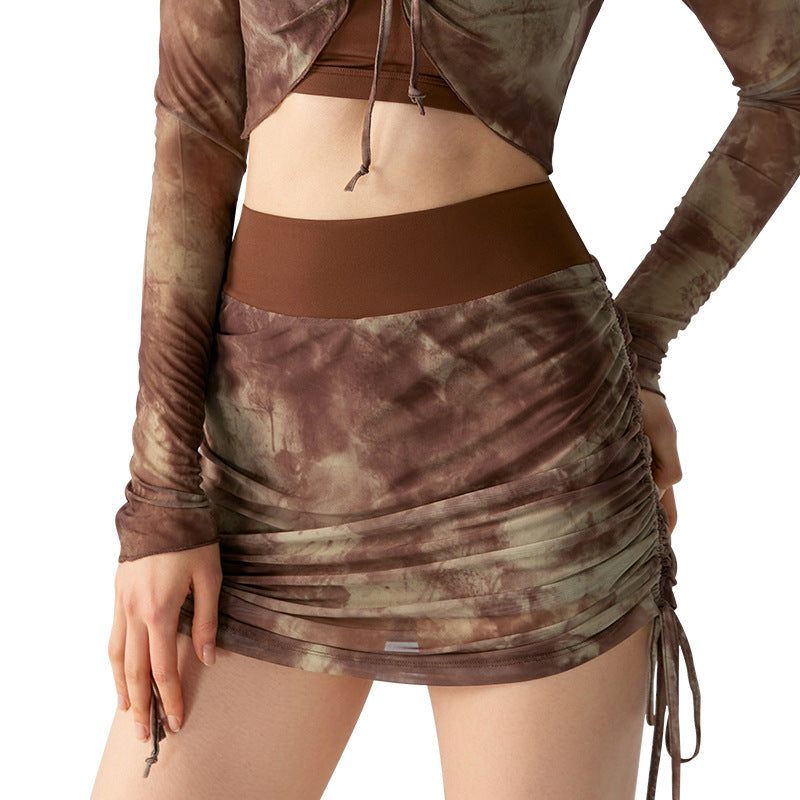 Printed Tie-dyed Mesh Little Sexy Skirt
