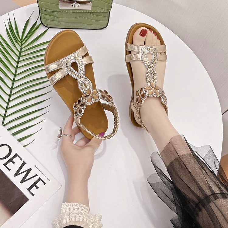 Glam Rhinestone Flat Sandals