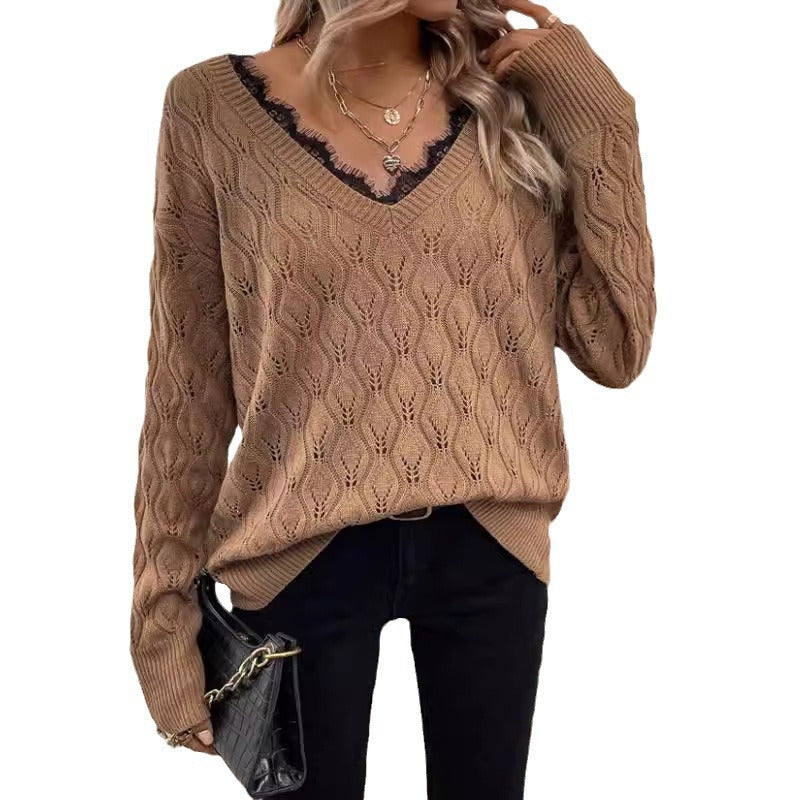 Long Sleeve Lace Edge Sweater