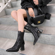 Chic Square Toe Chunky Heel Boots