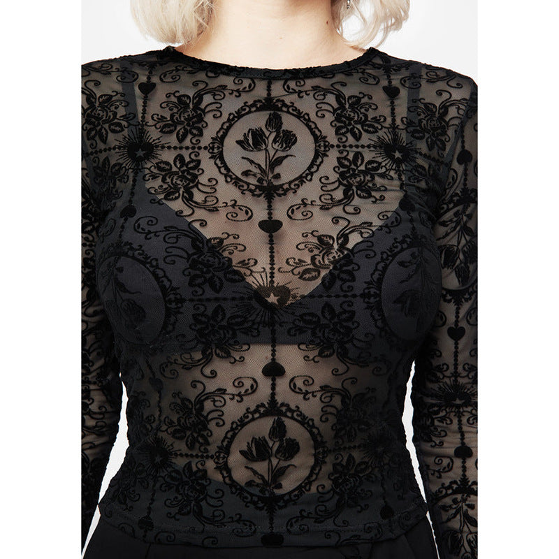 Elegant Slim-fit Tulip Flocking Top