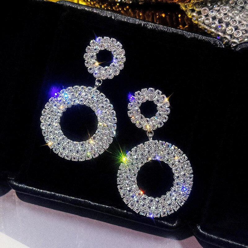 Exaggerated glamorous sexy geometric circle earrings