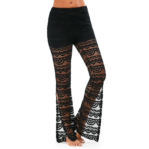 Elegant Patchwork Sheer Sexy Pants