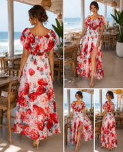 Fun & Colorful Split Chiffon Dress