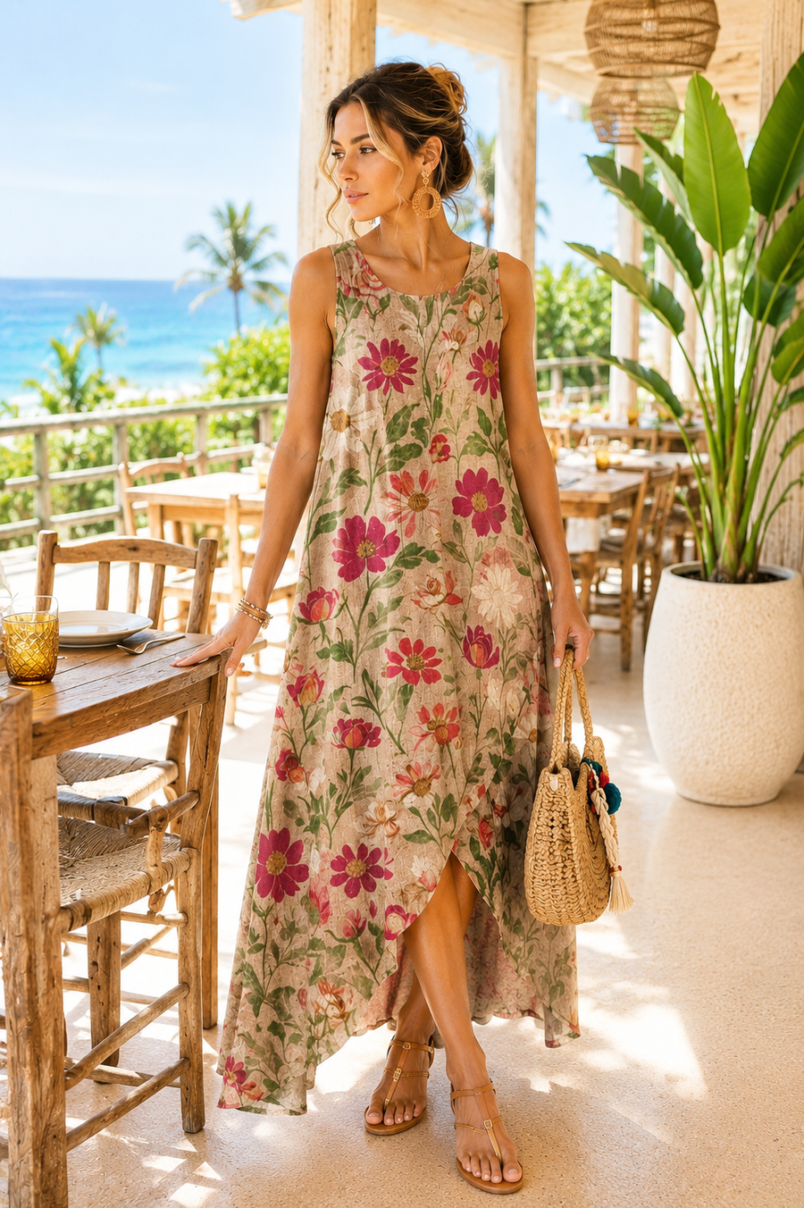 Bohemian Floral Beach Dress