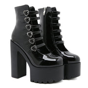 Chic Patent Platform Chunky Heel Heels