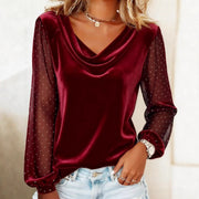 Long Sleeve V-neck Velvet Elegant Top