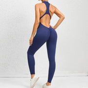 Zippered Fitness Jumpsuit with Tummy Control and Butt Lifting