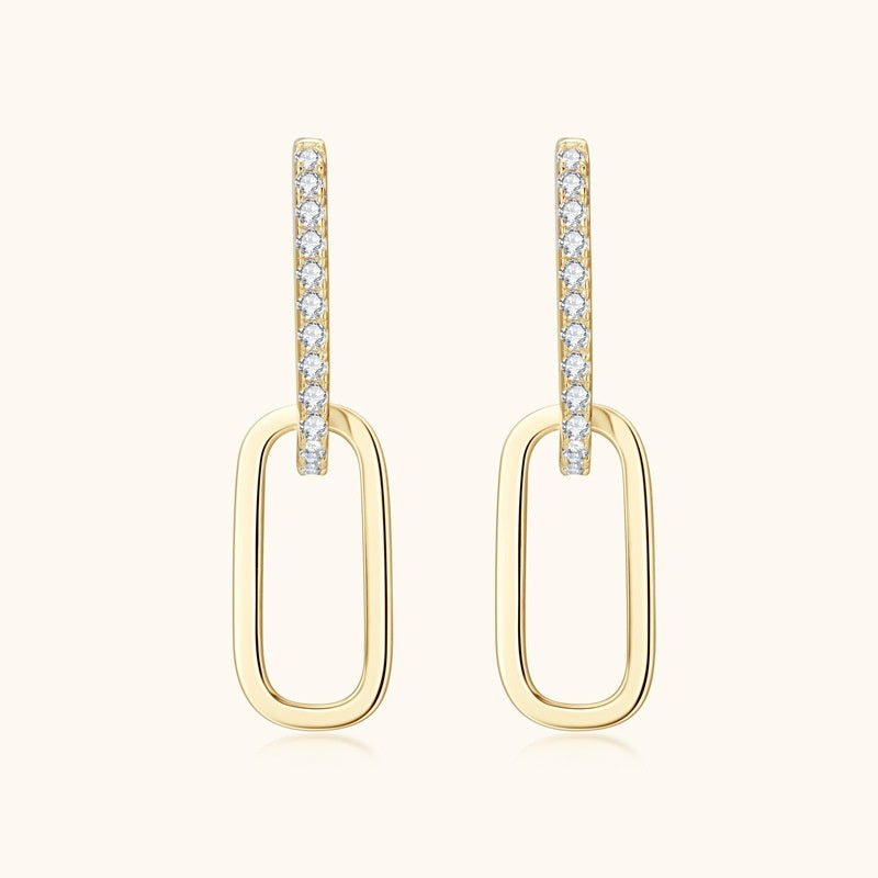 Double Ring Business-style Moissanite Earrings
