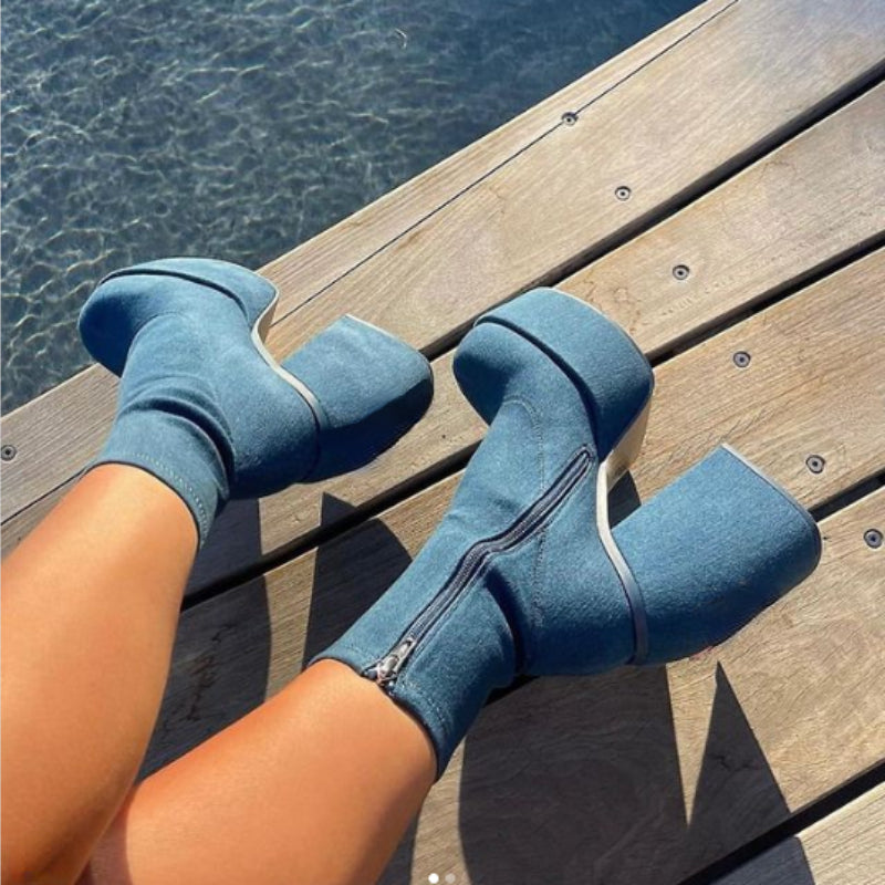 Glam Chunky Heel Party Boots