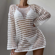 Sexy Knit Hollow Round Neck Beach Casual Dress
