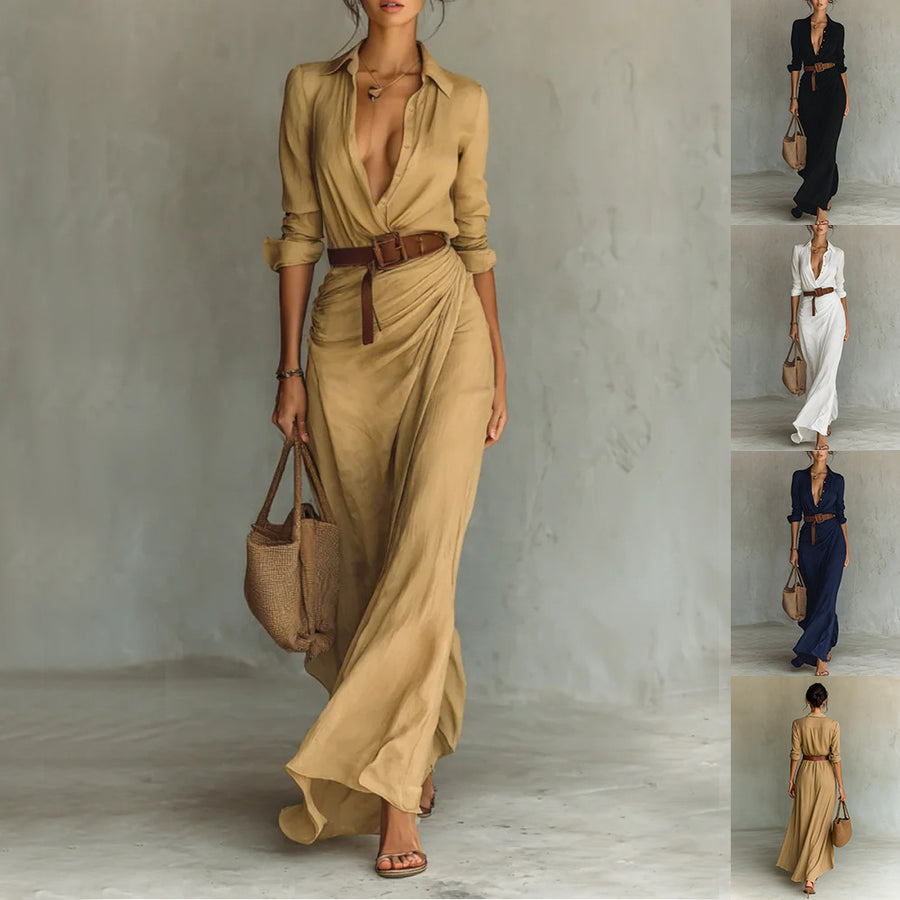Irregular Unique Long Dress With Belt