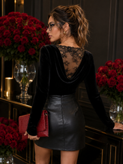 Black Velvet Long-Sleeve Top