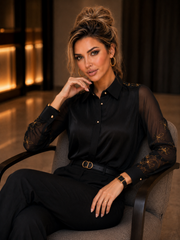 High-end Black Long-sleeved Professional Top