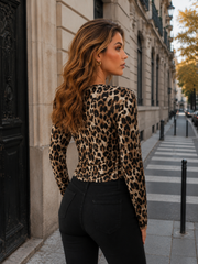 Leopard Print Contrast Color Cardigan