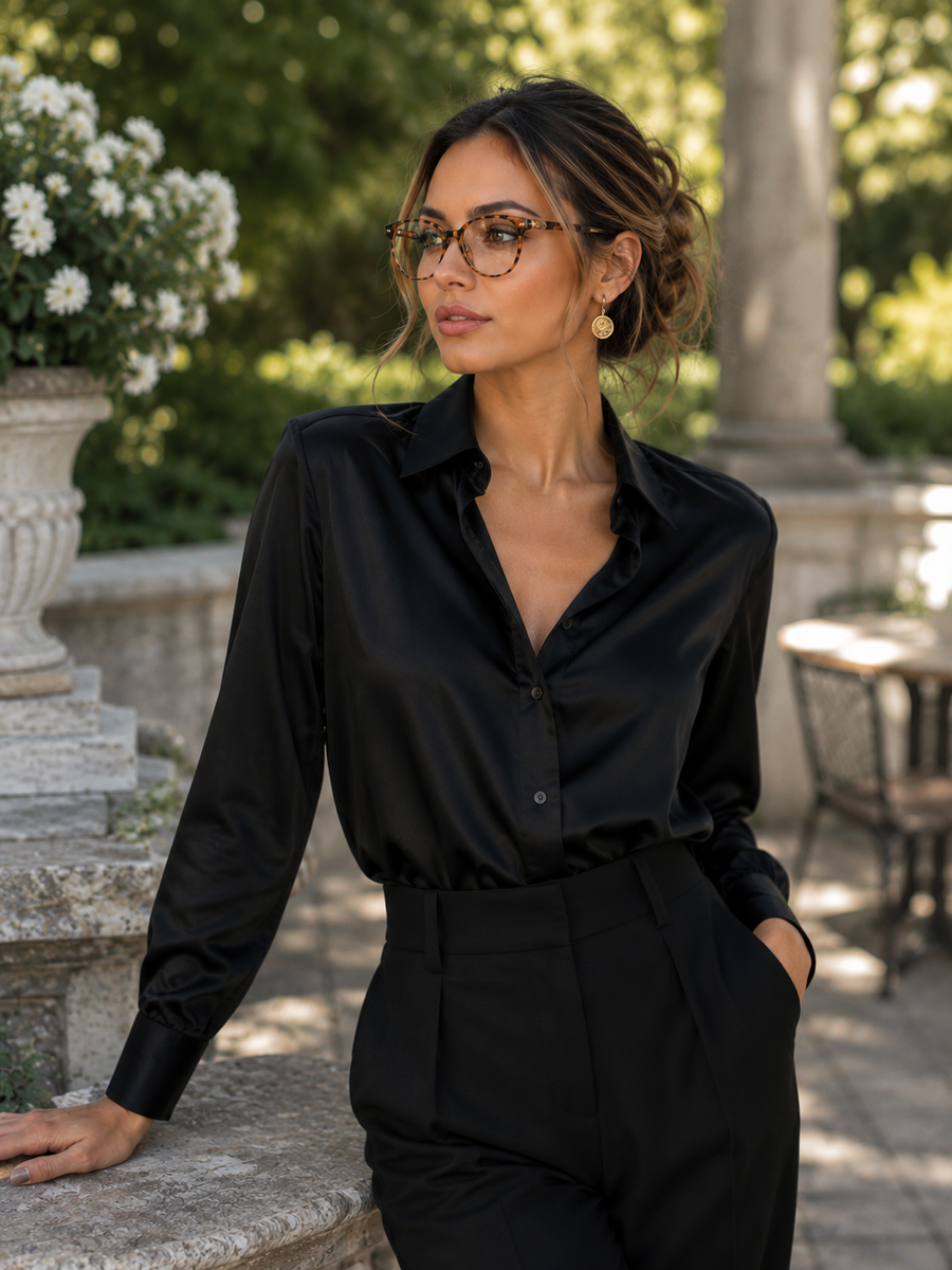 Elegant Satin Long Sleeve Blouse