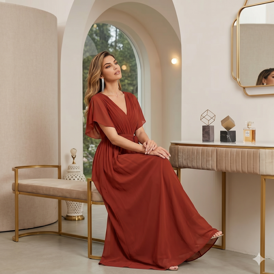 Sexy V-neck Chiffon Dress