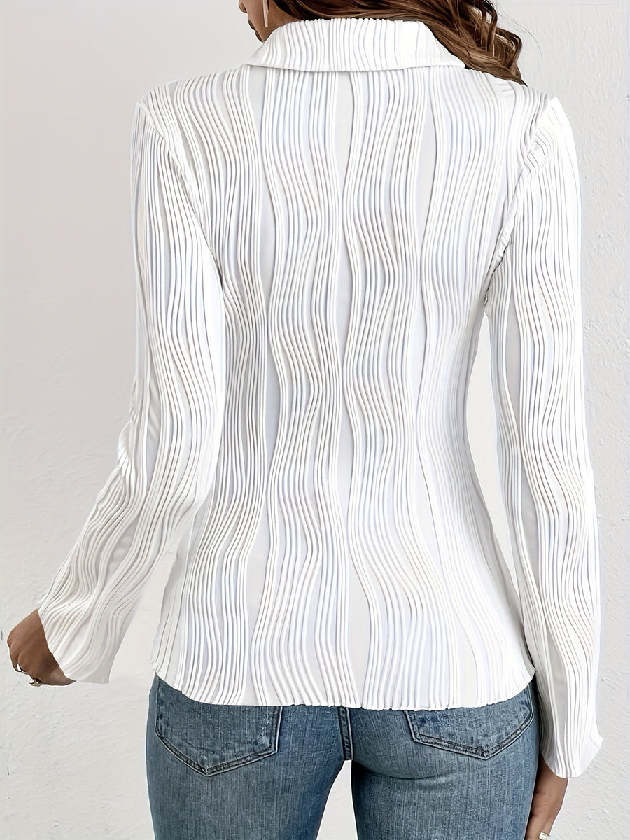 Versatile White Stylish Long Sleeve Top