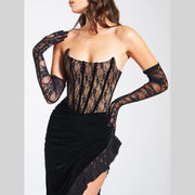 Sexy Lace Velvet Patchwork Dress