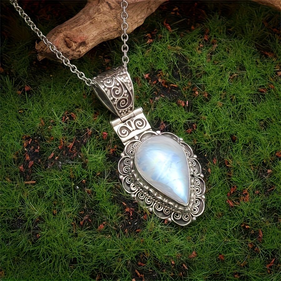 Vintage-Style Victorian Moonstone Drop Necklace