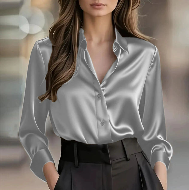 Elegant Satin Long Sleeve Blouse